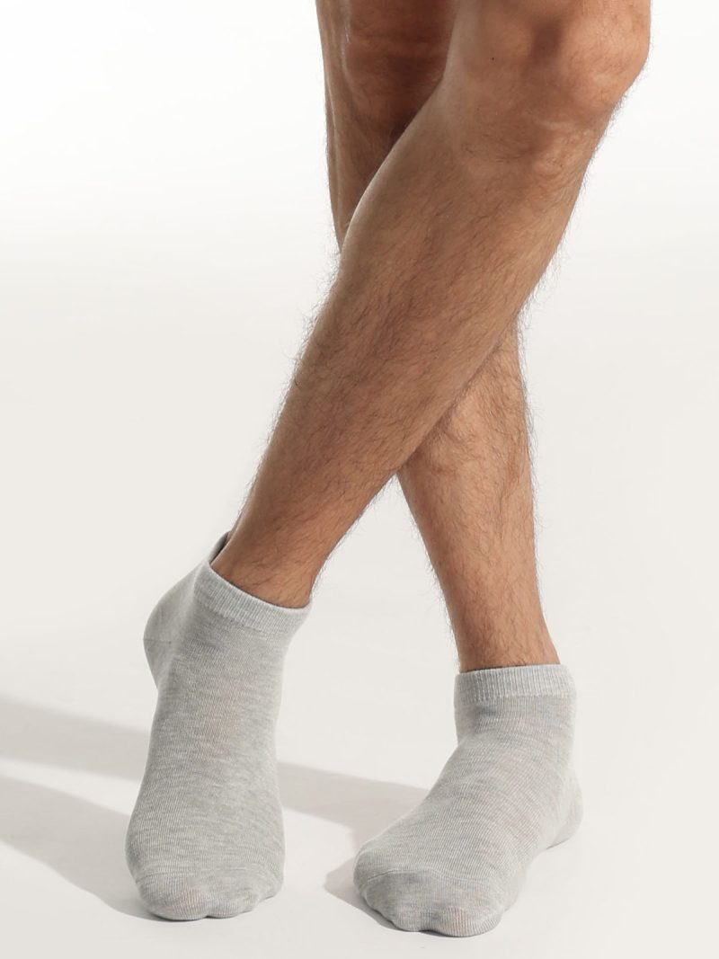 Grey bamboo socks styled for casual daily outfits