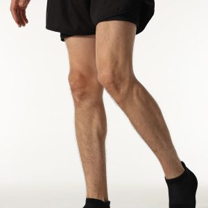 ys02-men-black-2 Elastic cuff texture on black cushioned ankle socks