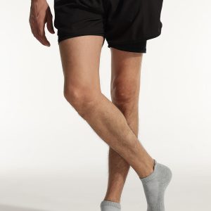 Elastic cuff texture on grey cushioned ankle socks