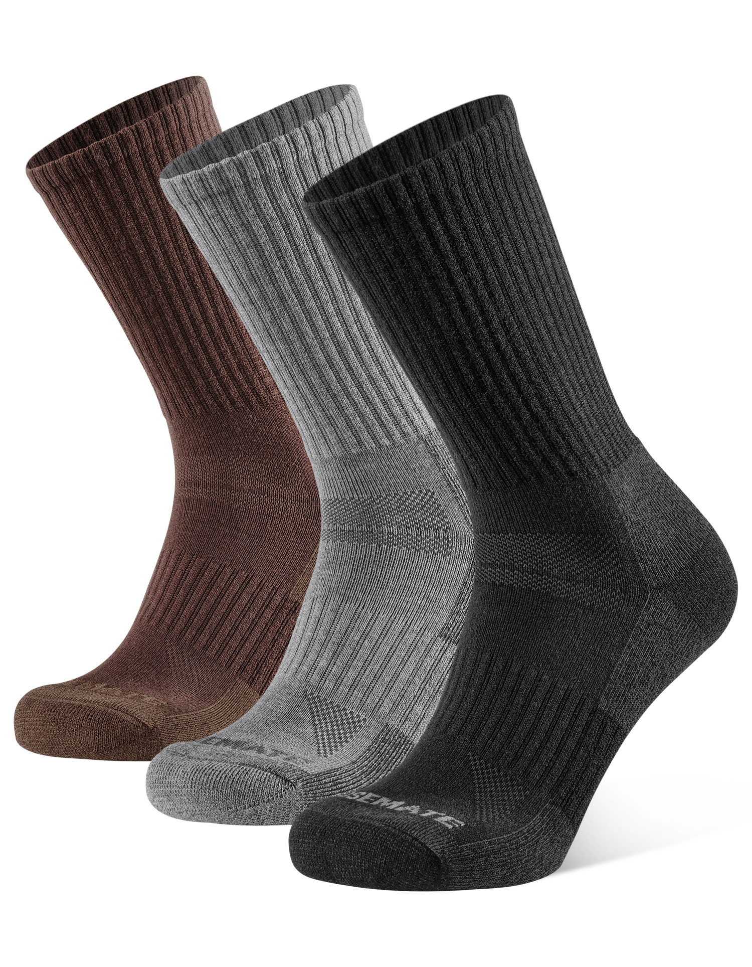 CT15-SWCH-Mix-01 CT15 Men's Wool Thermal Mid-Calf Socks, thick padded arch support breathable hiking trekking crew socks for outdoor sports