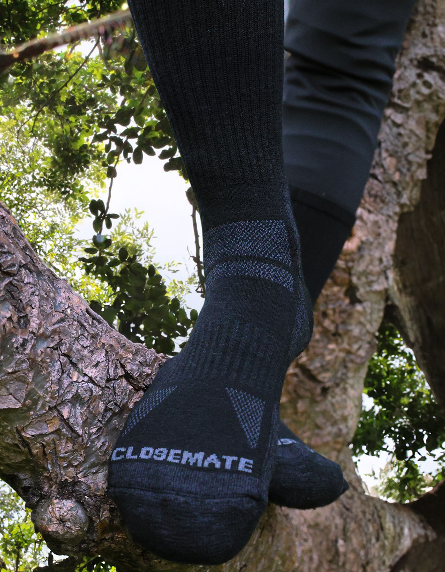 CT15-SWCH-Black-02 CT15 Men's Wool Thermal Mid-Calf Socks, thick padded arch support breathable hiking trekking crew socks for outdoor sports
