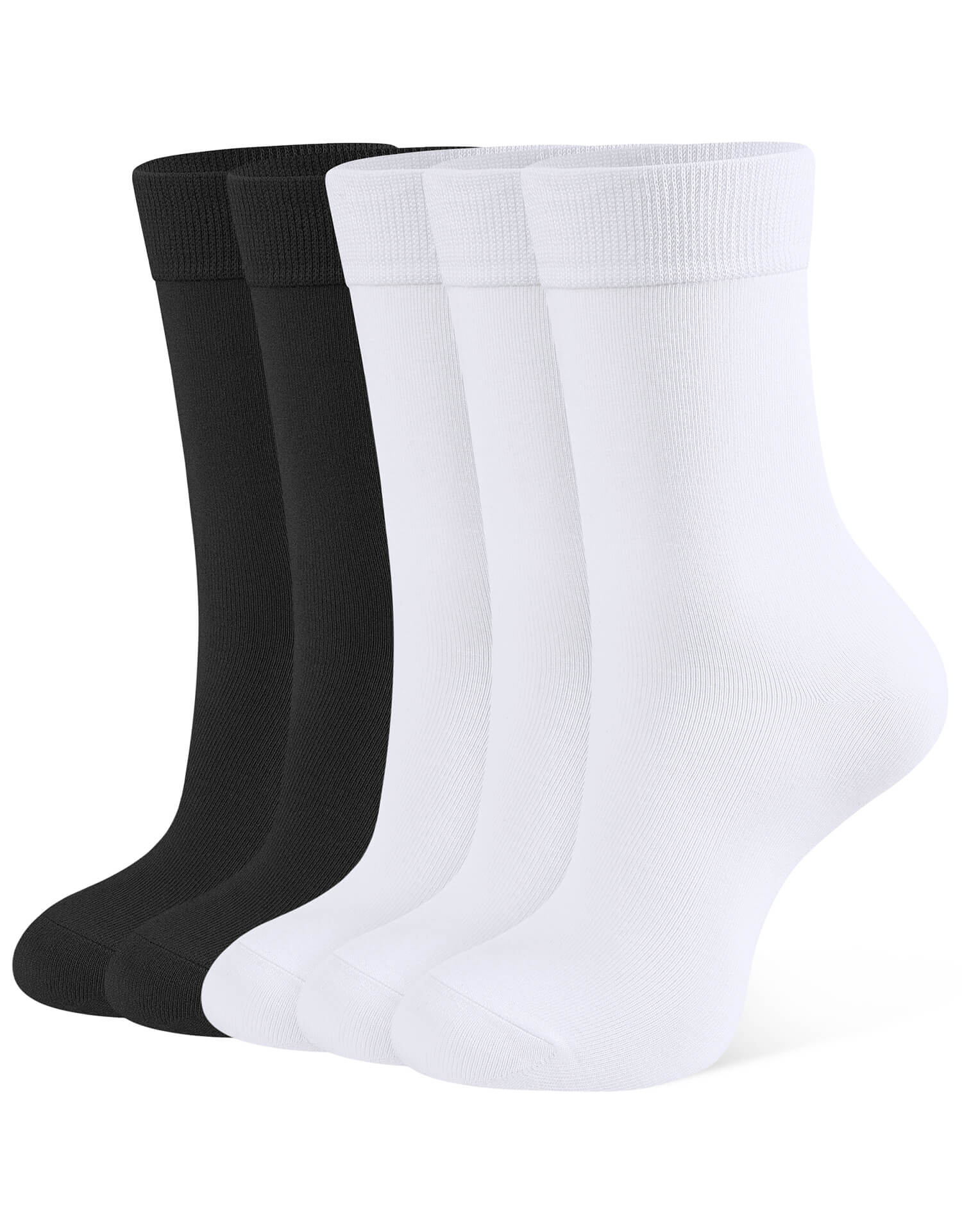 CT16-SWCH-Mix-05 CT16 Women’s Mid-Calf Cotton Casual Socks, solid black ribbed breathable stretch midcalf crew socks for women all-season daily outfit