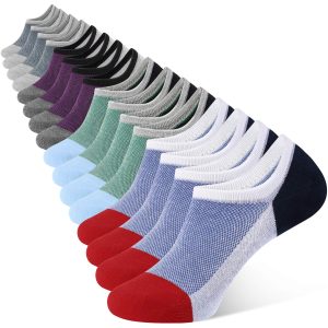 CW06_SWCH_MIX2_PT02 Colorful multipack of CLOSEMATE breathable no show socks featuring assorted color-blocked designs and mesh ventilation