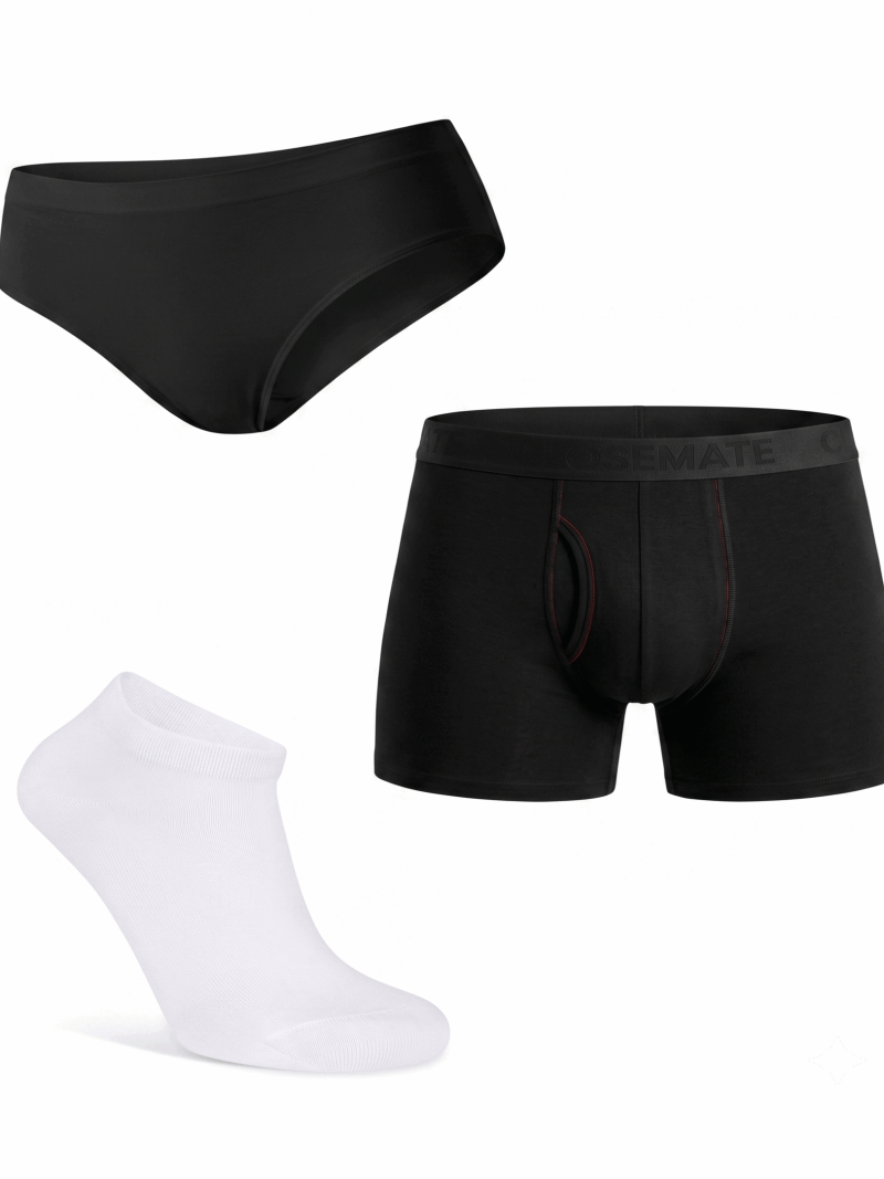 CloseMate Couples Essentials: Seamless Bra, Trunks & Socks Bundle