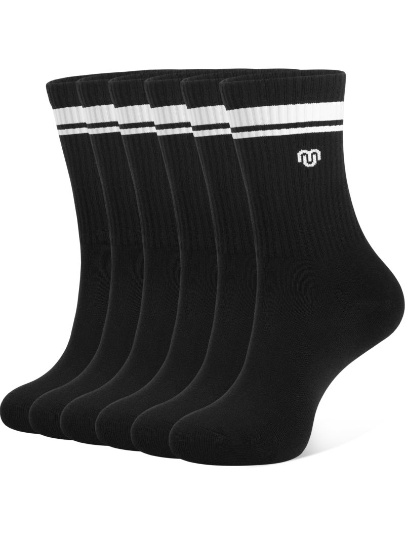 CLOSEMATE Women's Striped Crew Socks Soft Cotton 3Pairs