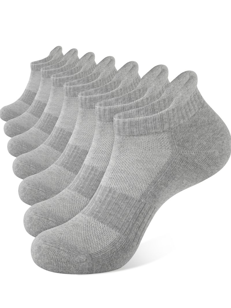 Elastic cuff texture on grey cushioned ankle socks