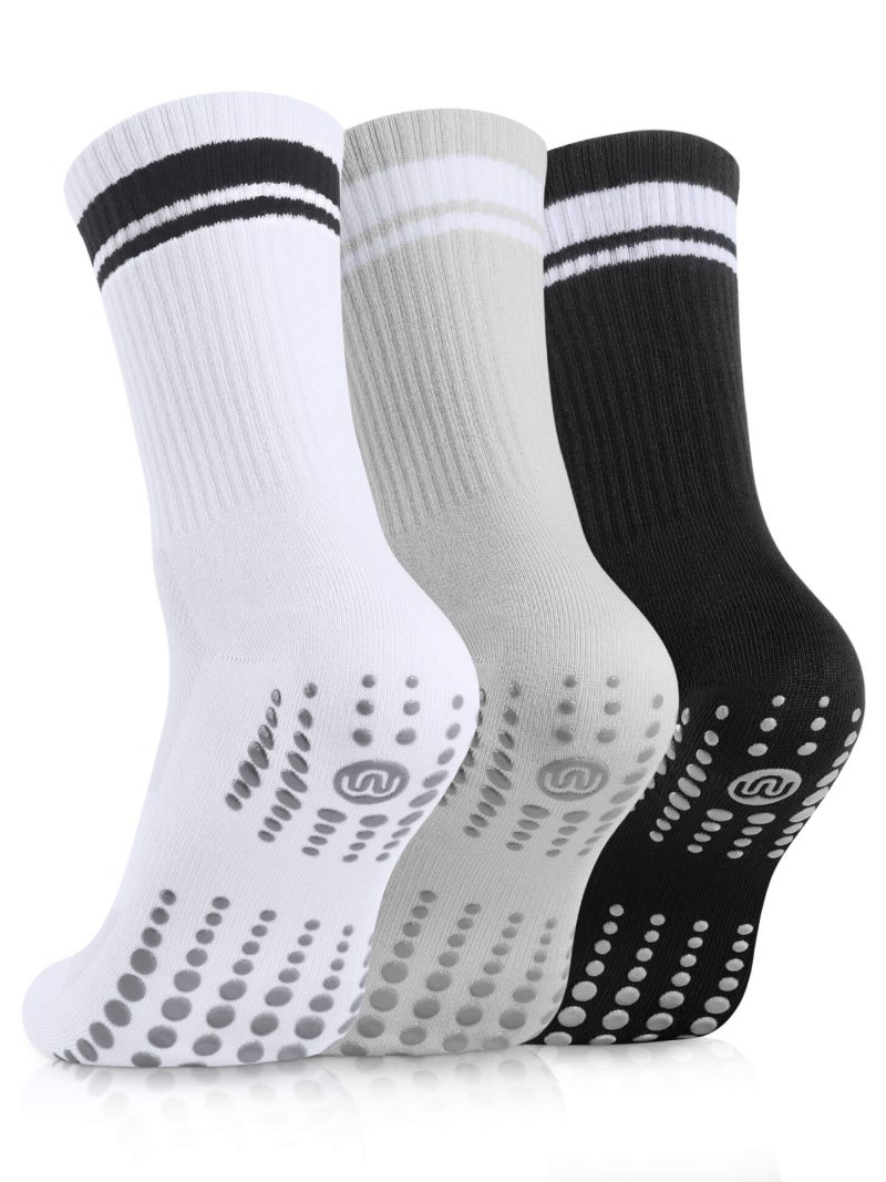 CLOSEMATE Women's Pilates Non Slip Grip Socks 3 Pairs