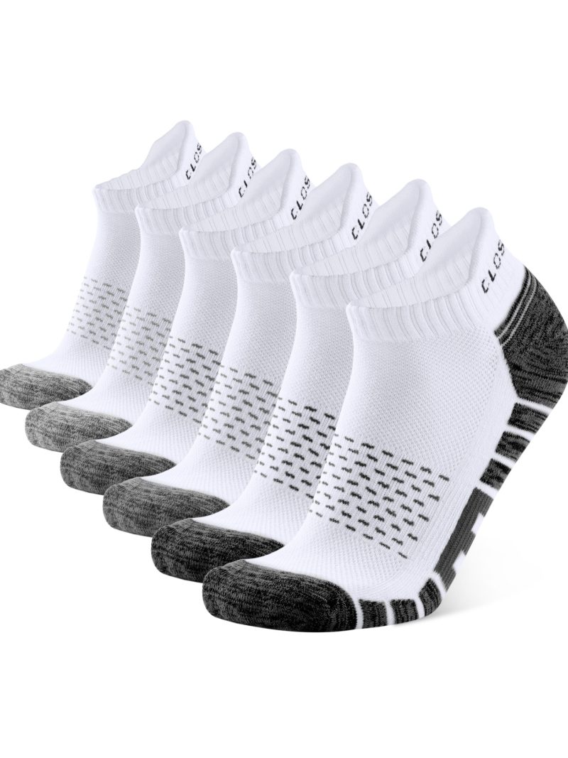 CLOSEMATE Ankle Athletic Running Trainer Socks for Men Low Cut Tab 6 Pairs