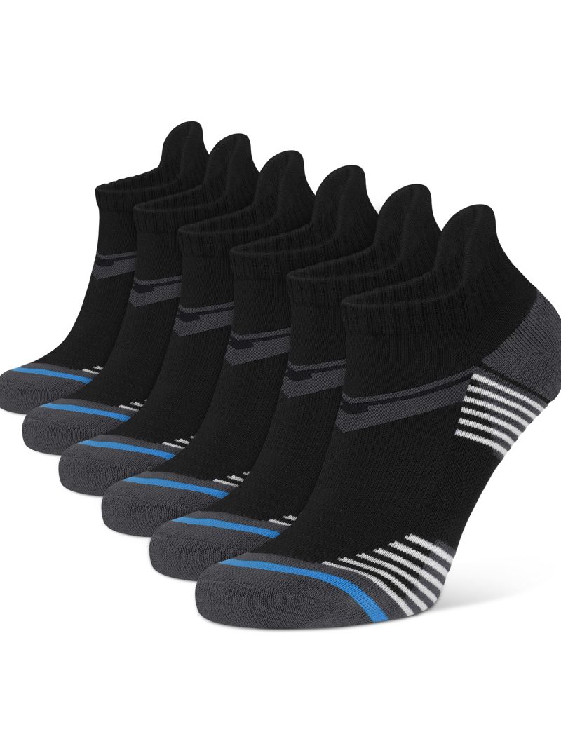 CLOSEMATE Mens Sports Trainer Ankle Socks 6 Pairs, Cushioned Low Cut Cotton