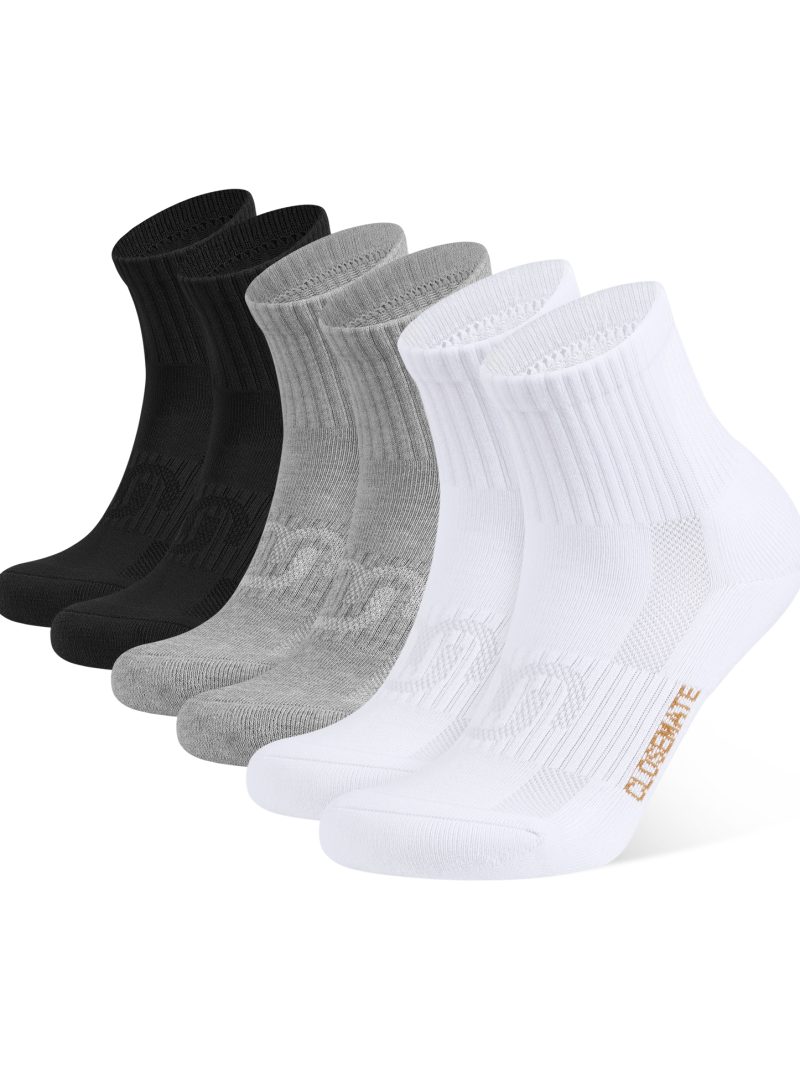 CLOSEMATE 3 Pairs Athletic Ankle Socks Men Women Cushioned Running Socks