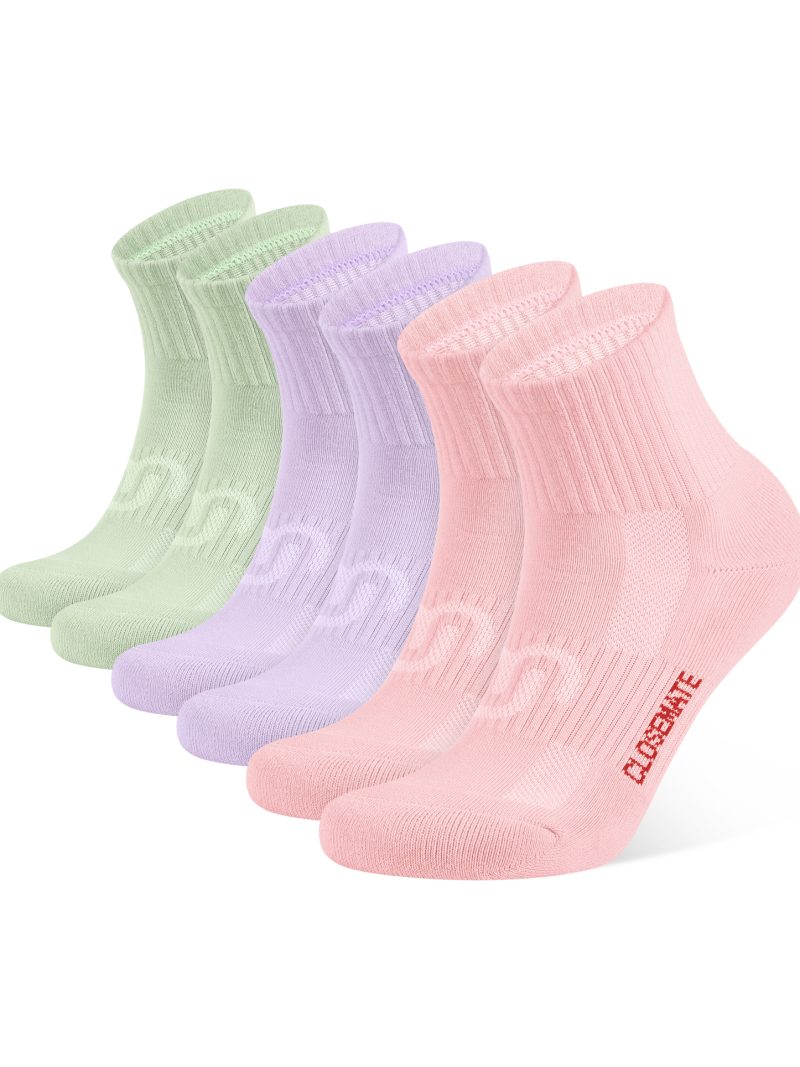 CLOSEMATE 3 Pairs Athletic Ankle Socks Men Women Cushioned Running Socks