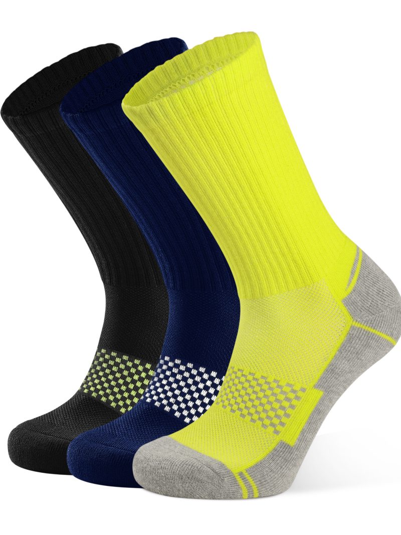 CLOSEMATE Mens Athletic Crew Socks Moisture Wicking Cushioned 3/6 Pairs
