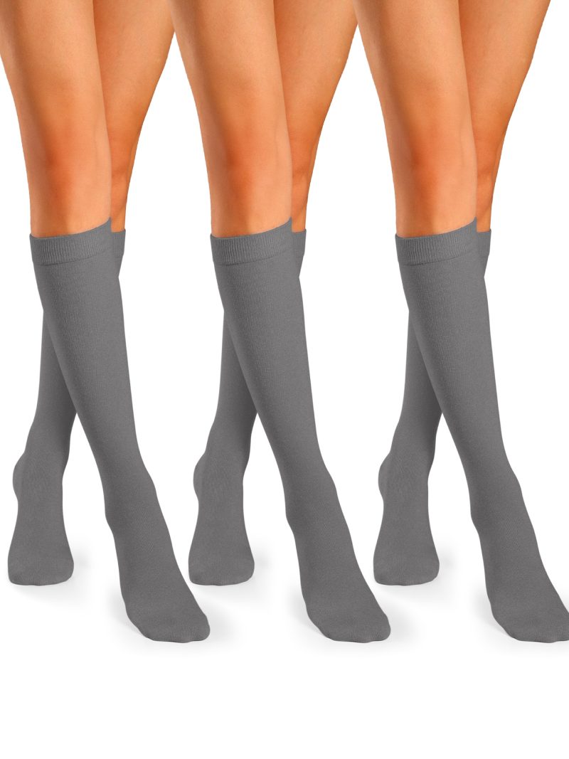 CLOSEMATE Womens Knee High Socks, Solid & Striped, Combed Cotton, 1/3 Pairs
