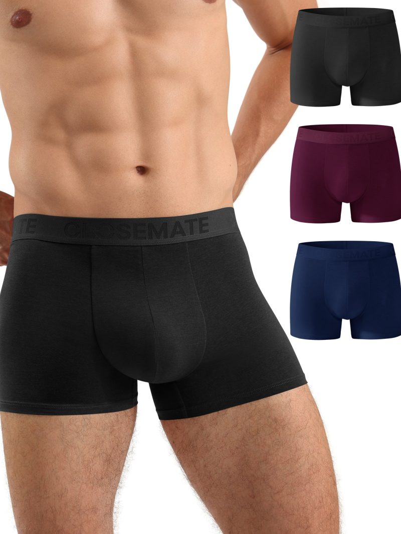 CLOSEMATE Mens Underwear, Boxer Briefs Trunks, Bamboo Viscose, 3
