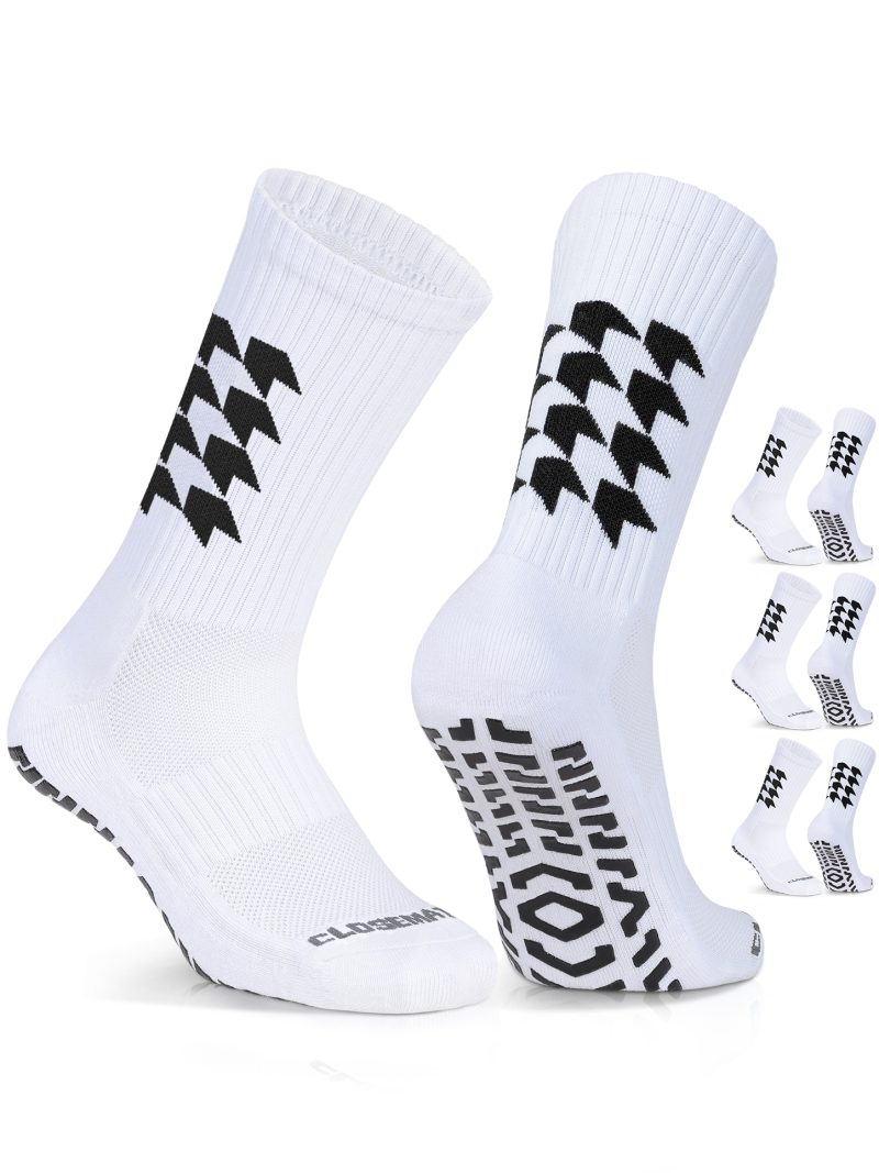 CLOSEMATE Mens Grip Sport Socks 3 Pairs for Football Pilates Yoga Anti Slip Athletic Fashion